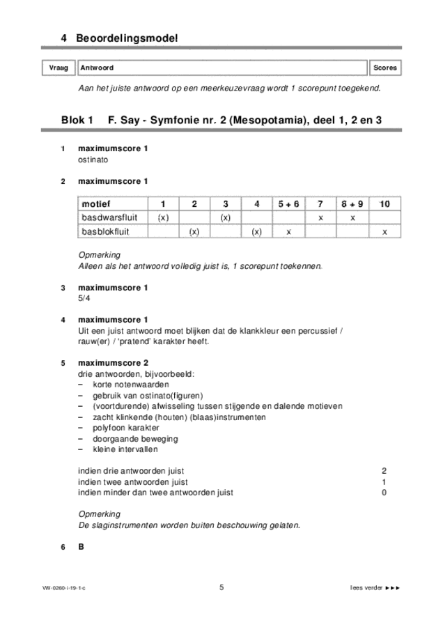 Correctievoorschrift examen VWO muziek 2019, tijdvak 1. Pagina 5