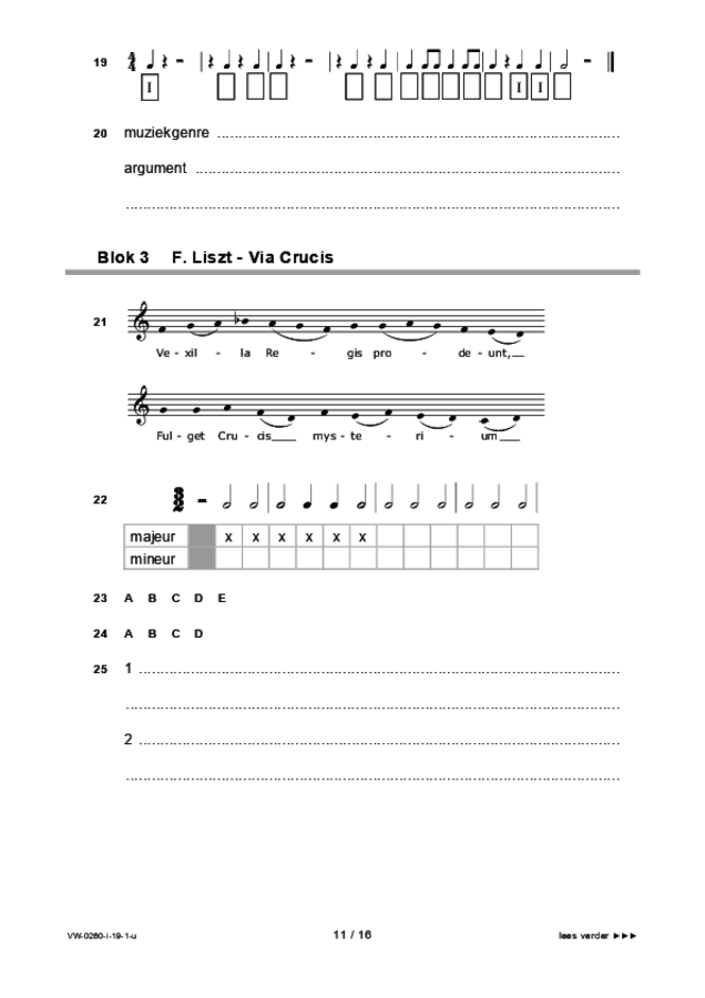 Uitwerkbijlage examen VWO muziek 2019, tijdvak 1. Pagina 11