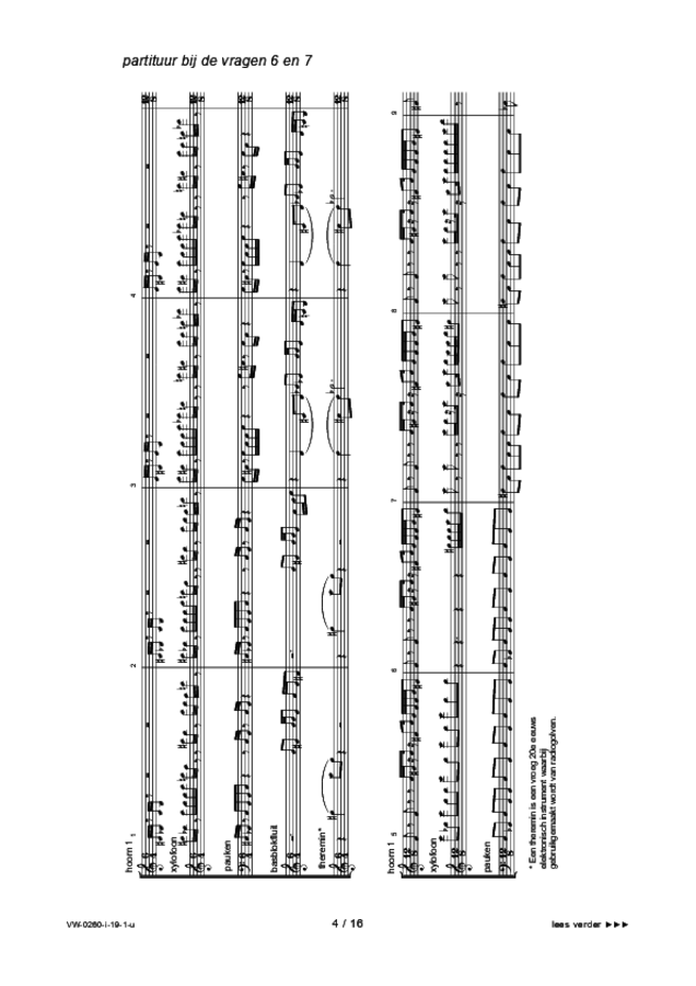Uitwerkbijlage examen VWO muziek 2019, tijdvak 1. Pagina 4