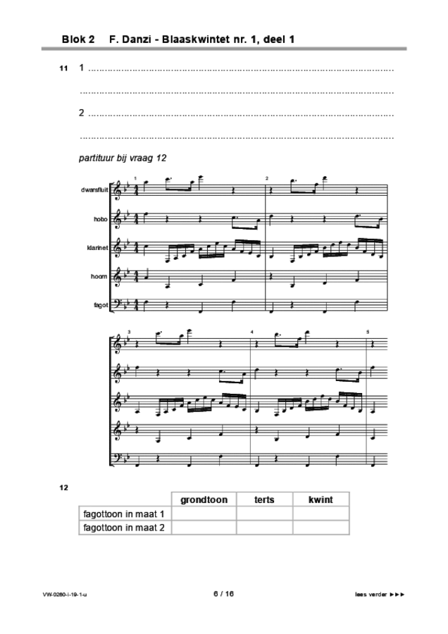 Uitwerkbijlage examen VWO muziek 2019, tijdvak 1. Pagina 6