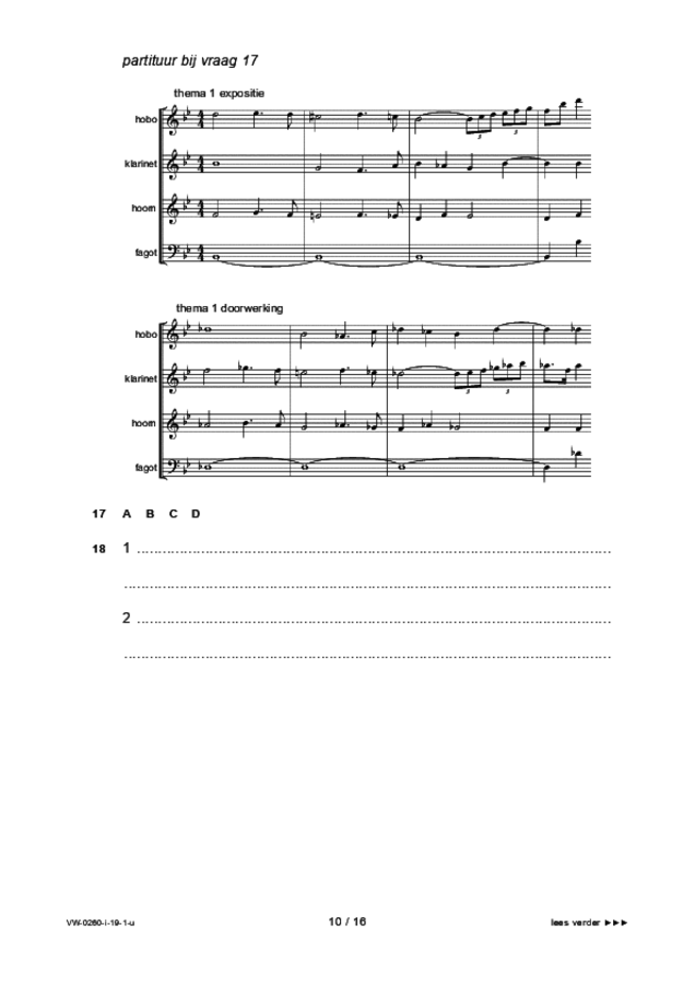 Uitwerkbijlage examen VWO muziek 2019, tijdvak 1. Pagina 10