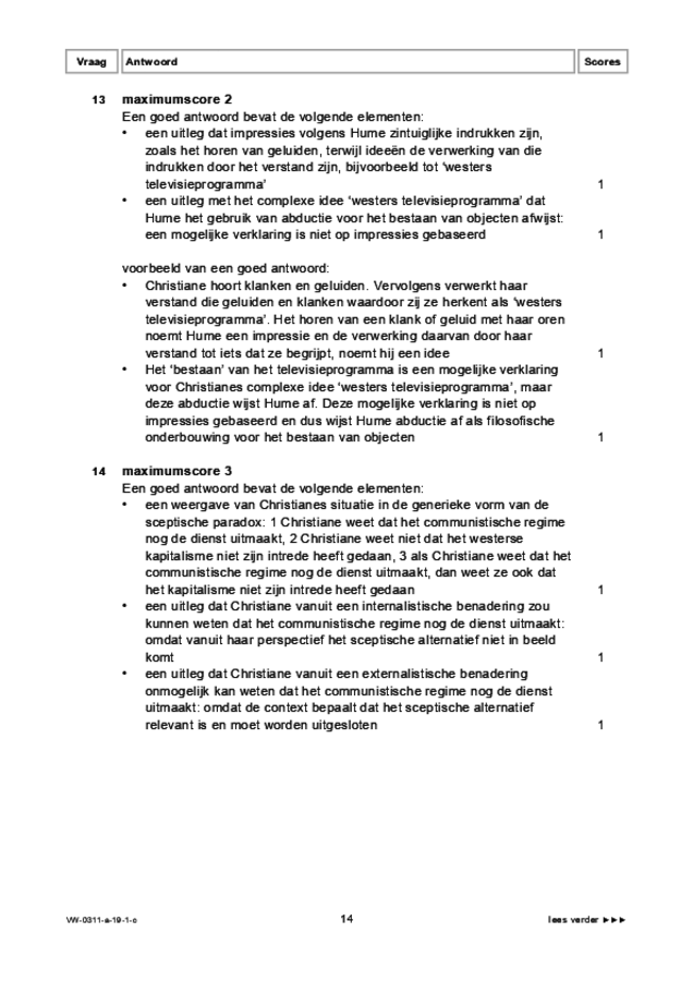 Correctievoorschrift examen VWO filosofie 2019, tijdvak 1. Pagina 14