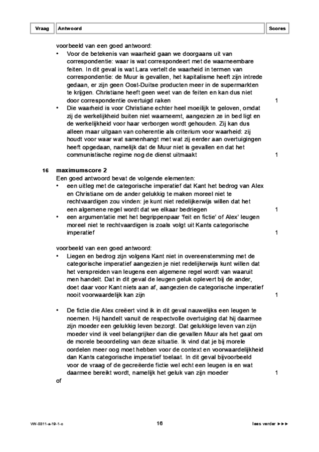 Correctievoorschrift examen VWO filosofie 2019, tijdvak 1. Pagina 16