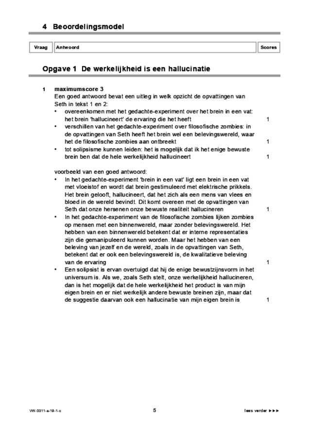 Correctievoorschrift examen VWO filosofie 2019, tijdvak 1. Pagina 5