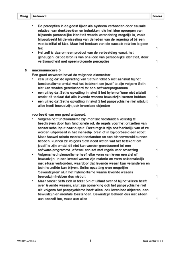 Correctievoorschrift examen VWO filosofie 2019, tijdvak 1. Pagina 8