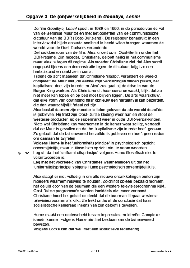Opgaven examen VWO filosofie 2019, tijdvak 1. Pagina 9