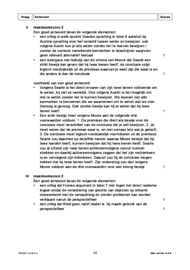 Correctievoorschrift examen VWO filosofie 2019, tijdvak 2. Pagina 12