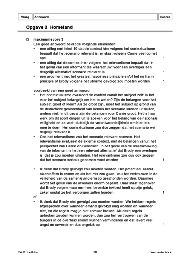 Correctievoorschrift examen VWO filosofie 2019, tijdvak 2. Pagina 16