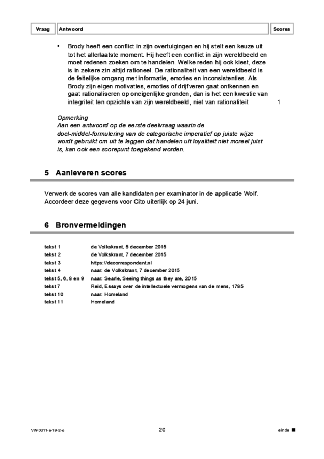 Correctievoorschrift examen VWO filosofie 2019, tijdvak 2. Pagina 20