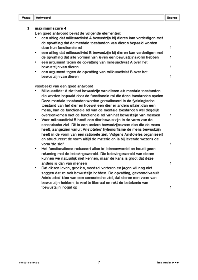 Correctievoorschrift examen VWO filosofie 2019, tijdvak 2. Pagina 7