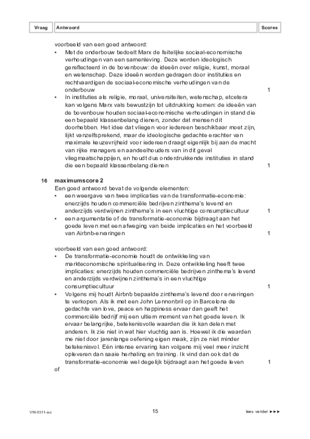 Correctievoorschrift examen VWO filosofie 2021, tijdvak 1. Pagina 15