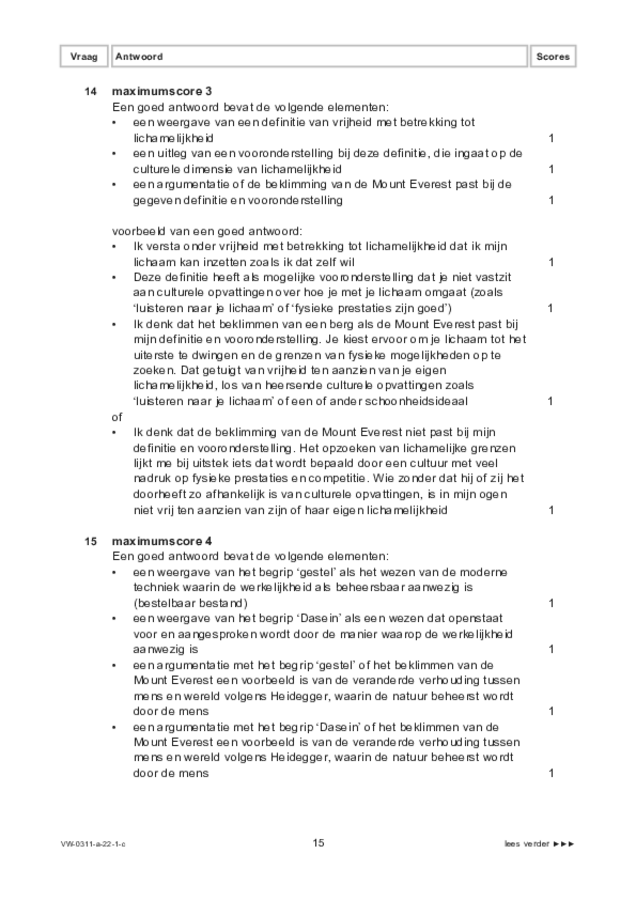 Correctievoorschrift examen VWO filosofie 2022, tijdvak 1. Pagina 15