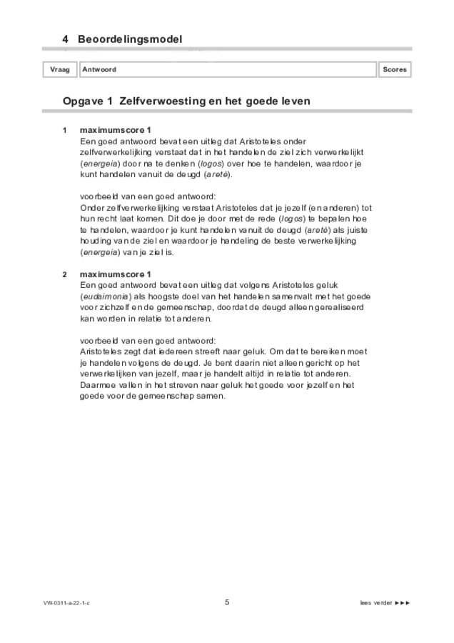 Correctievoorschrift examen VWO filosofie 2022, tijdvak 1. Pagina 5