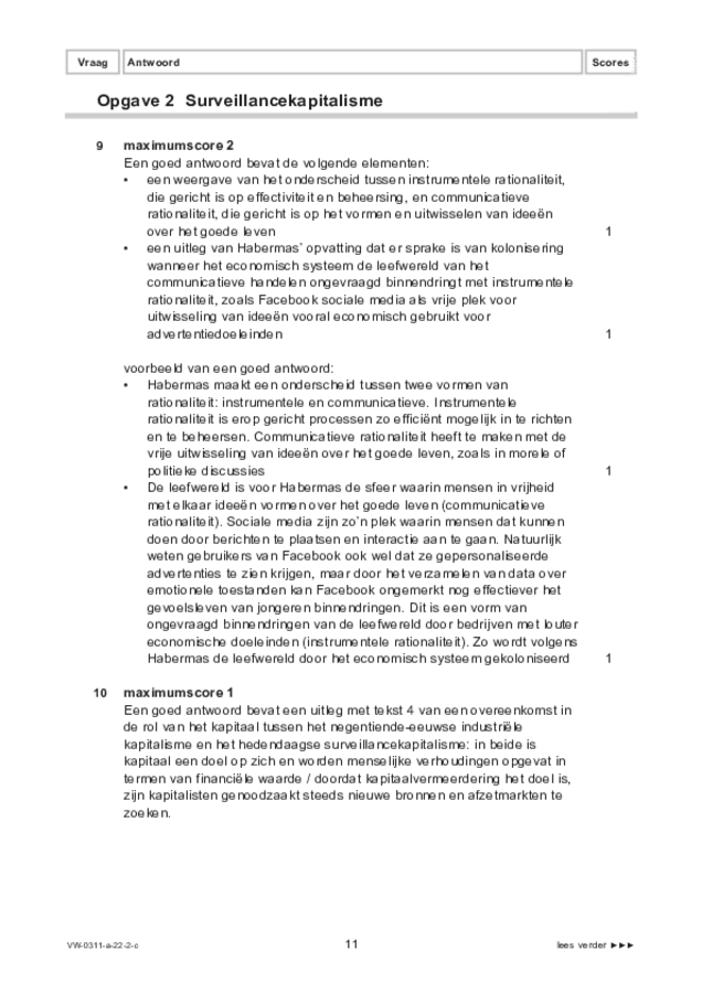 Correctievoorschrift examen VWO filosofie 2022, tijdvak 2. Pagina 11