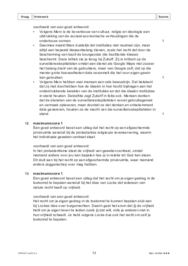 Correctievoorschrift examen VWO filosofie 2022, tijdvak 2. Pagina 13