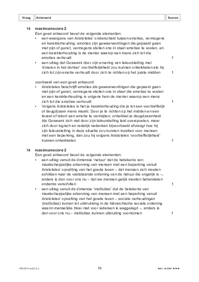 Correctievoorschrift examen VWO filosofie 2022, tijdvak 2. Pagina 19