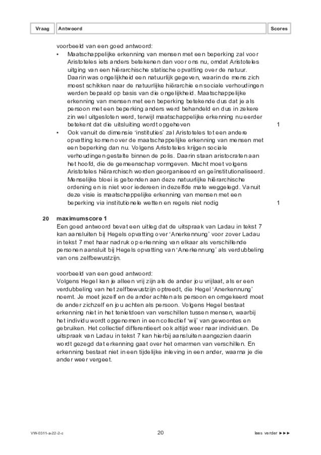 Correctievoorschrift examen VWO filosofie 2022, tijdvak 2. Pagina 20