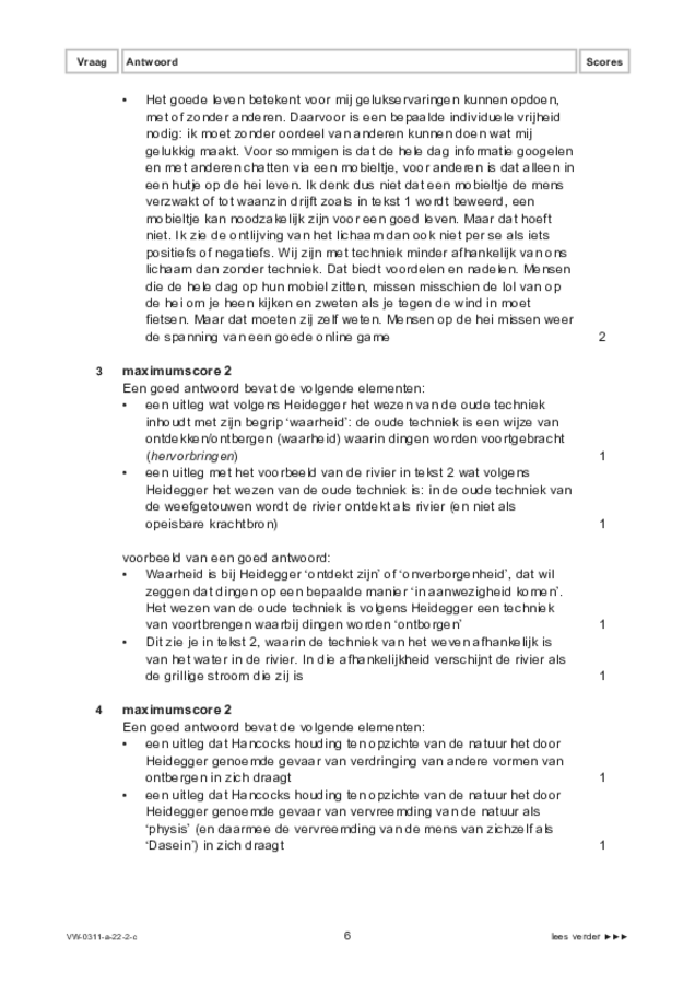 Correctievoorschrift examen VWO filosofie 2022, tijdvak 2. Pagina 6