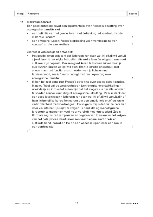 Correctievoorschrift examen VWO filosofie 2022, tijdvak 3. Pagina 13