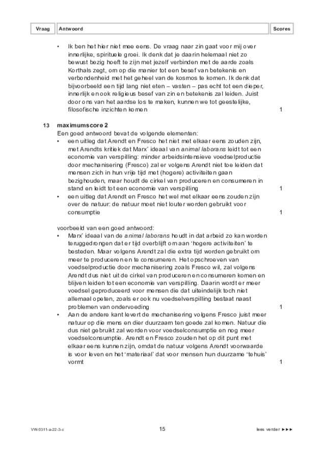 Correctievoorschrift examen VWO filosofie 2022, tijdvak 3. Pagina 15