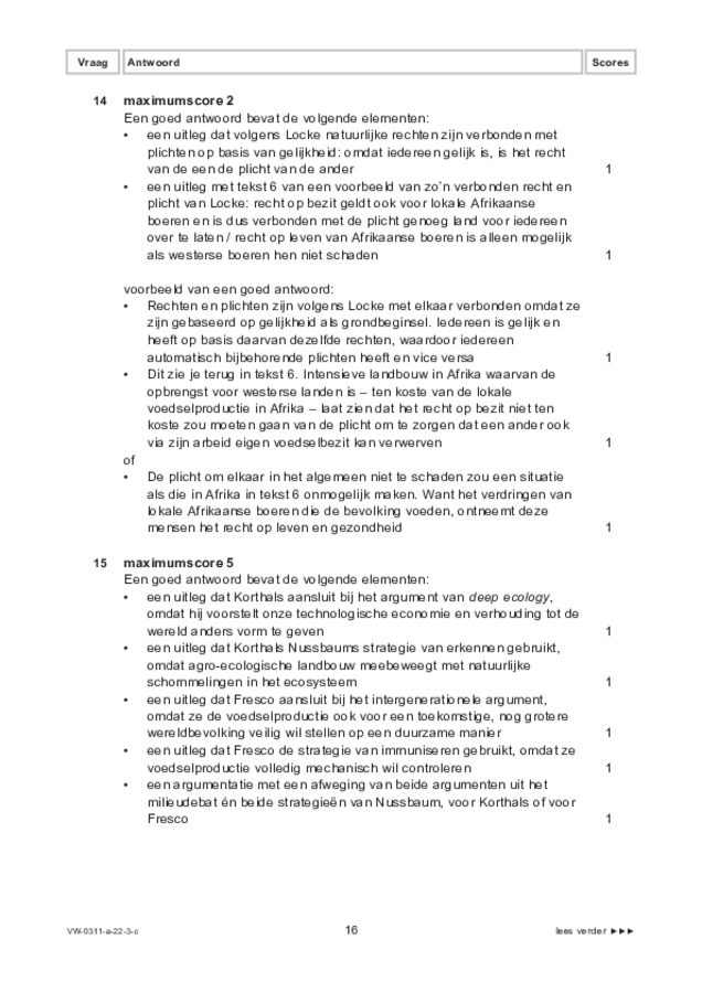 Correctievoorschrift examen VWO filosofie 2022, tijdvak 3. Pagina 16