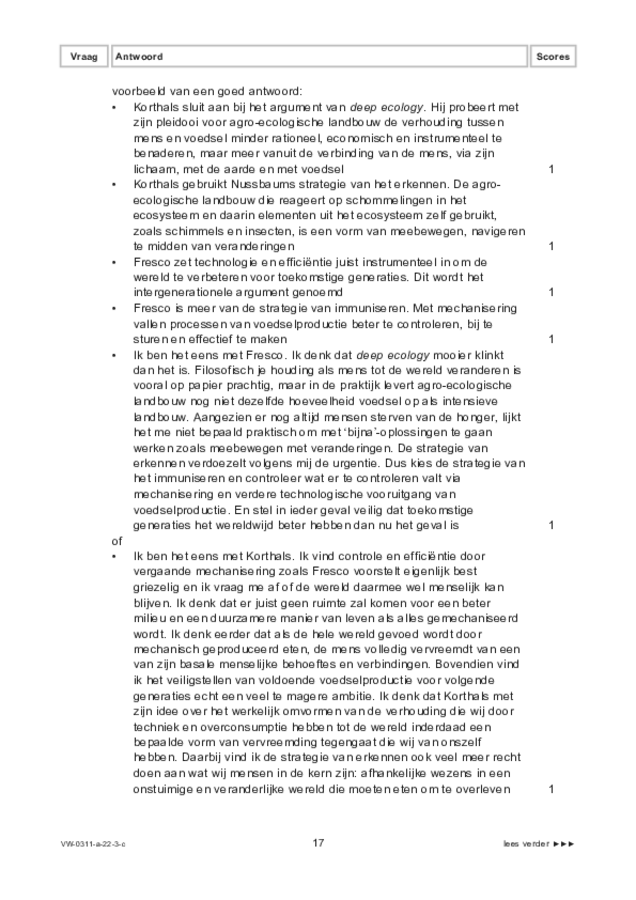 Correctievoorschrift examen VWO filosofie 2022, tijdvak 3. Pagina 17