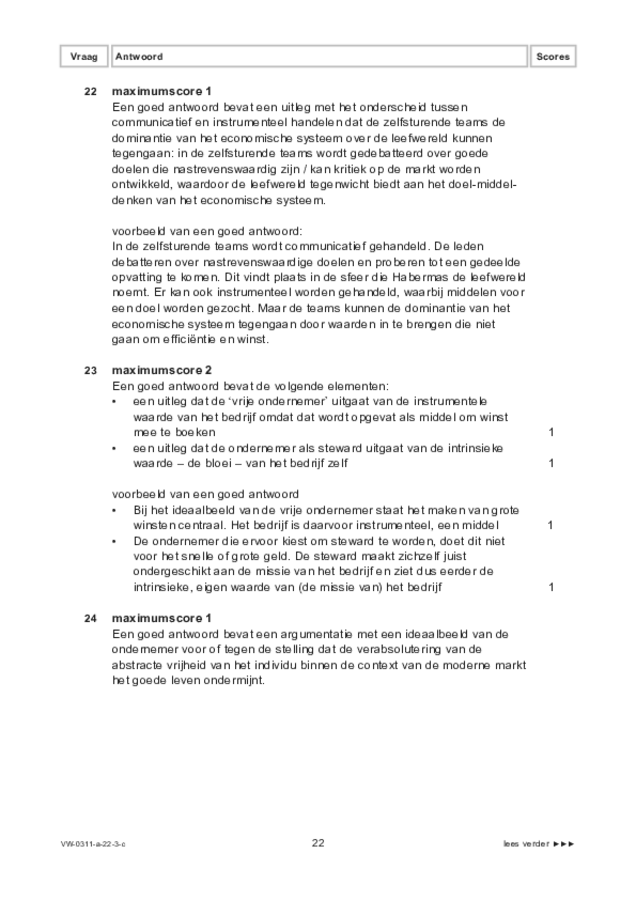 Correctievoorschrift examen VWO filosofie 2022, tijdvak 3. Pagina 22