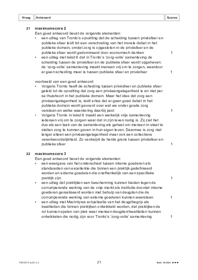 Correctievoorschrift examen VWO filosofie 2023, tijdvak 1. Pagina 21