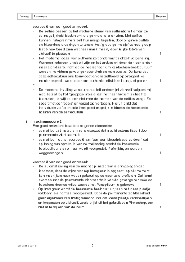 Correctievoorschrift examen VWO filosofie 2023, tijdvak 1. Pagina 6