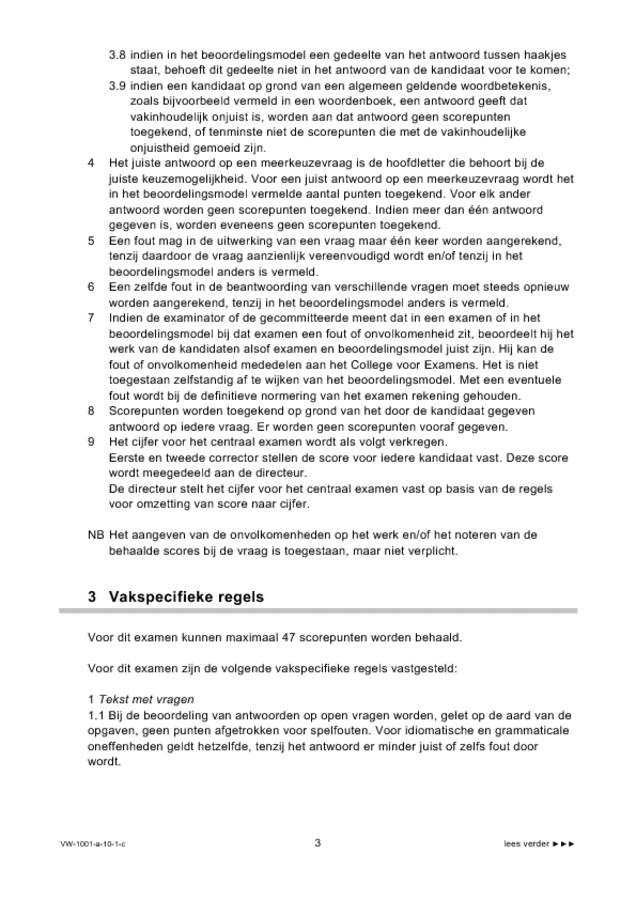 Correctievoorschrift examen VWO Nederlands 2010, tijdvak 1. Pagina 3