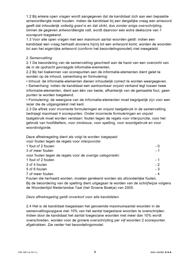 Correctievoorschrift examen VWO Nederlands 2010, tijdvak 1. Pagina 4