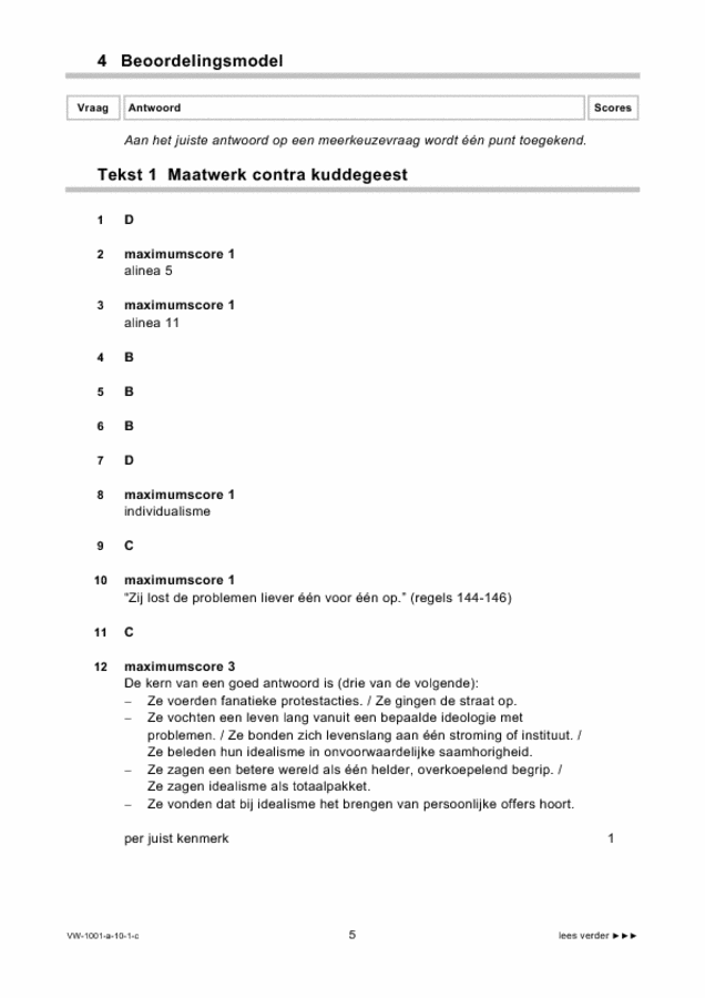 Correctievoorschrift examen VWO Nederlands 2010, tijdvak 1. Pagina 5