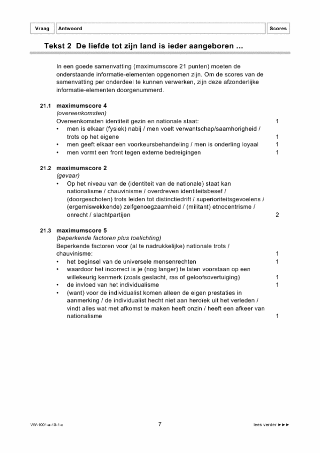 Correctievoorschrift examen VWO Nederlands 2010, tijdvak 1. Pagina 7