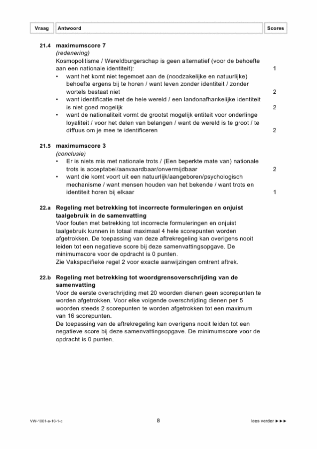 Correctievoorschrift examen VWO Nederlands 2010, tijdvak 1. Pagina 8