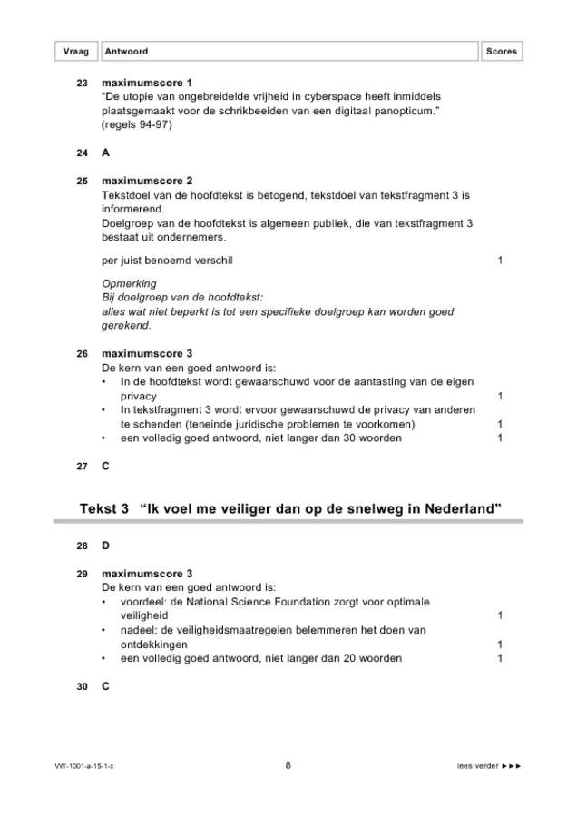 Correctievoorschrift examen VWO Nederlands 2015, tijdvak 1. Pagina 8