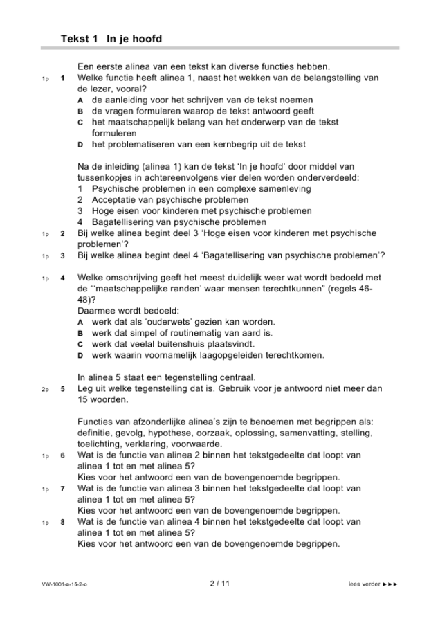 Opgaven examen VWO Nederlands 2015, tijdvak 2. Pagina 2