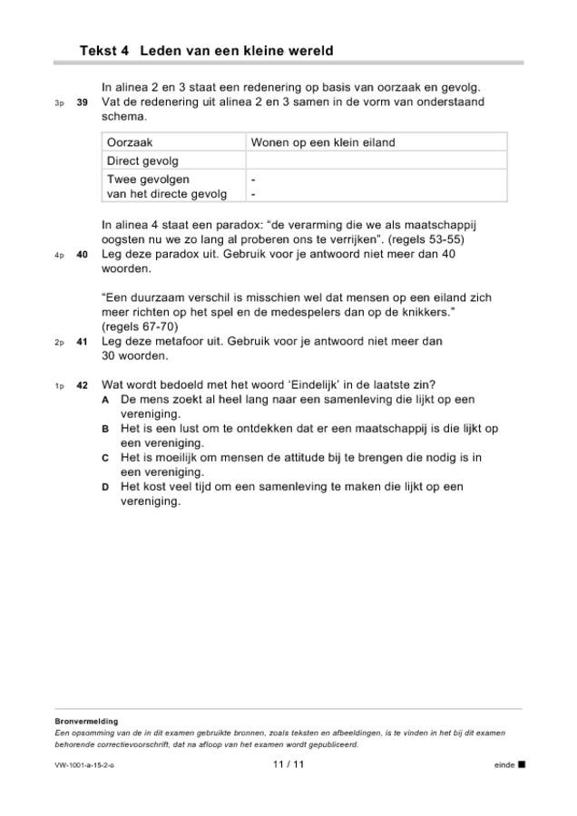 Opgaven examen VWO Nederlands 2015, tijdvak 2. Pagina 11
