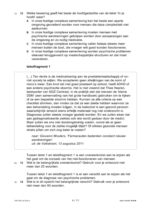 Opgaven examen VWO Nederlands 2015, tijdvak 2. Pagina 4