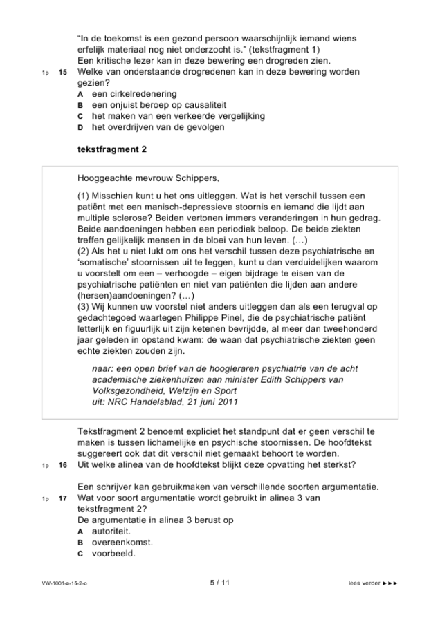Opgaven examen VWO Nederlands 2015, tijdvak 2. Pagina 5