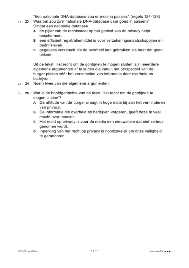 Opgaven examen VWO Nederlands 2015, tijdvak 2. Pagina 7