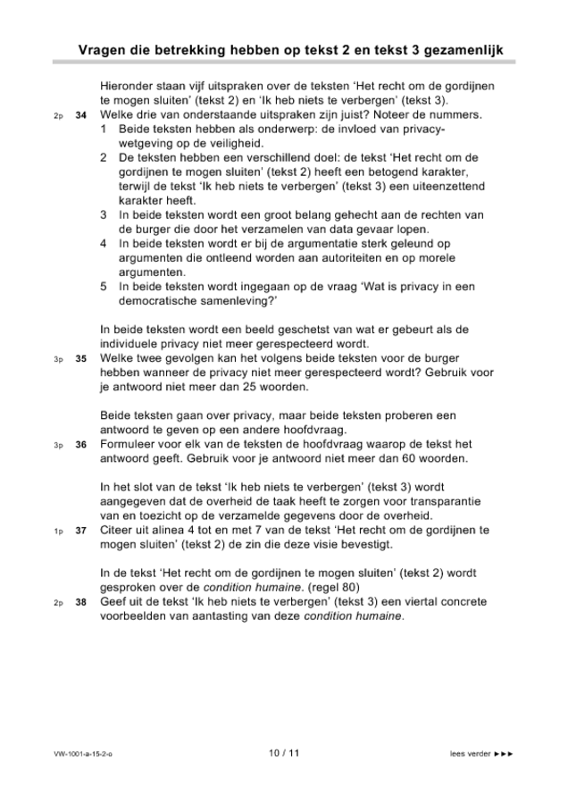 Opgaven examen VWO Nederlands 2015, tijdvak 2. Pagina 10
