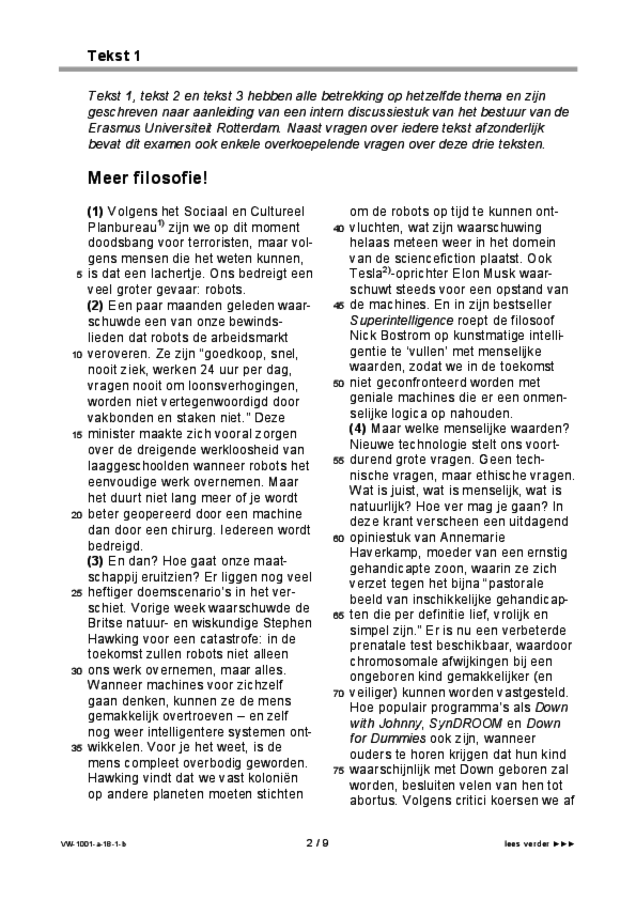 Bijlage examen VWO Nederlands 2018, tijdvak 1. Pagina 2