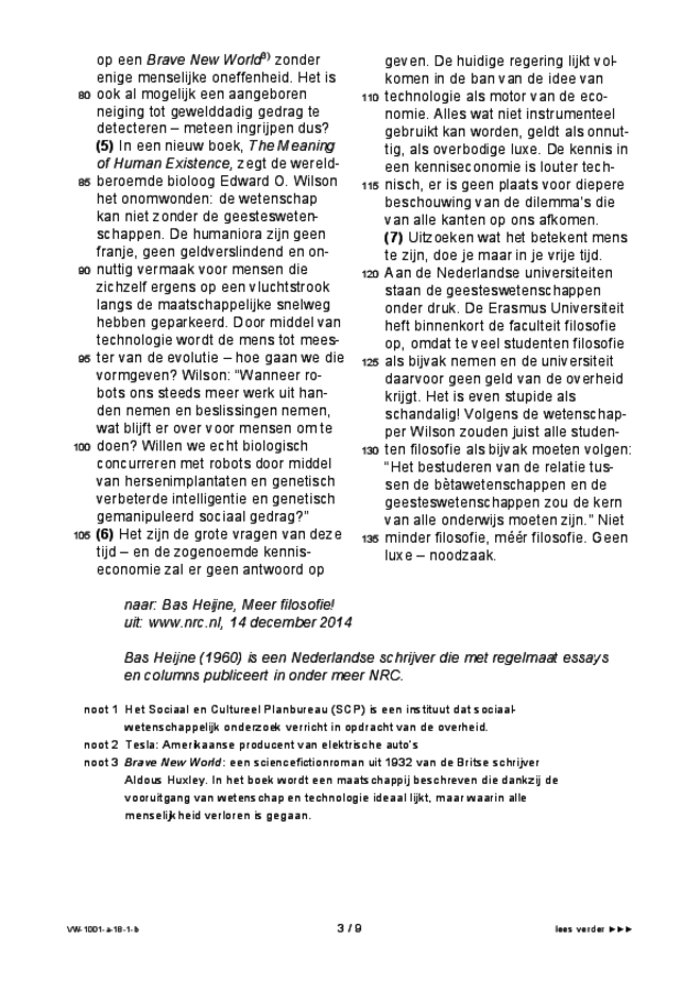 Bijlage examen VWO Nederlands 2018, tijdvak 1. Pagina 3