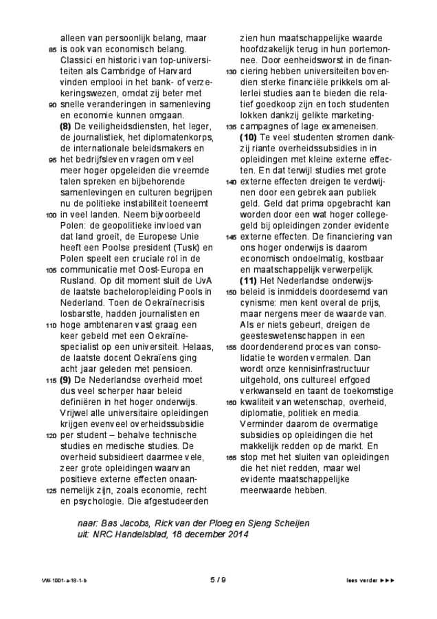 Bijlage examen VWO Nederlands 2018, tijdvak 1. Pagina 5