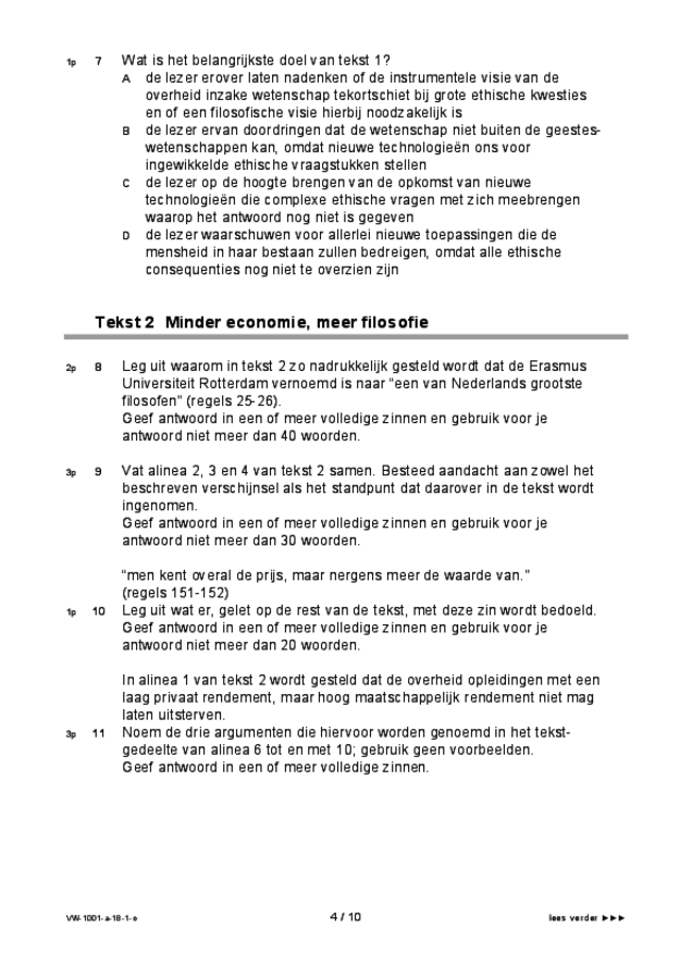 Opgaven examen VWO Nederlands 2018, tijdvak 1. Pagina 4