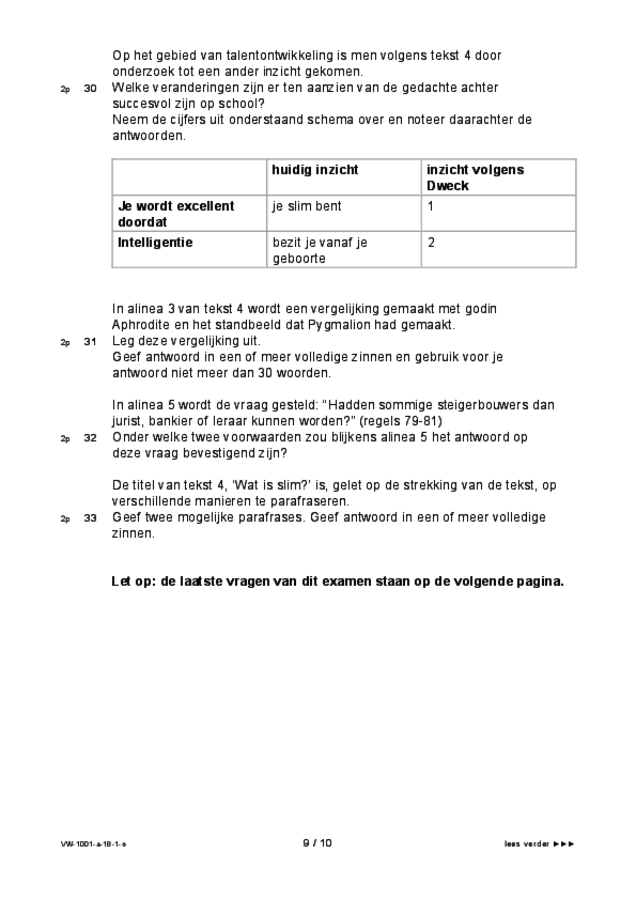 Opgaven examen VWO Nederlands 2018, tijdvak 1. Pagina 9