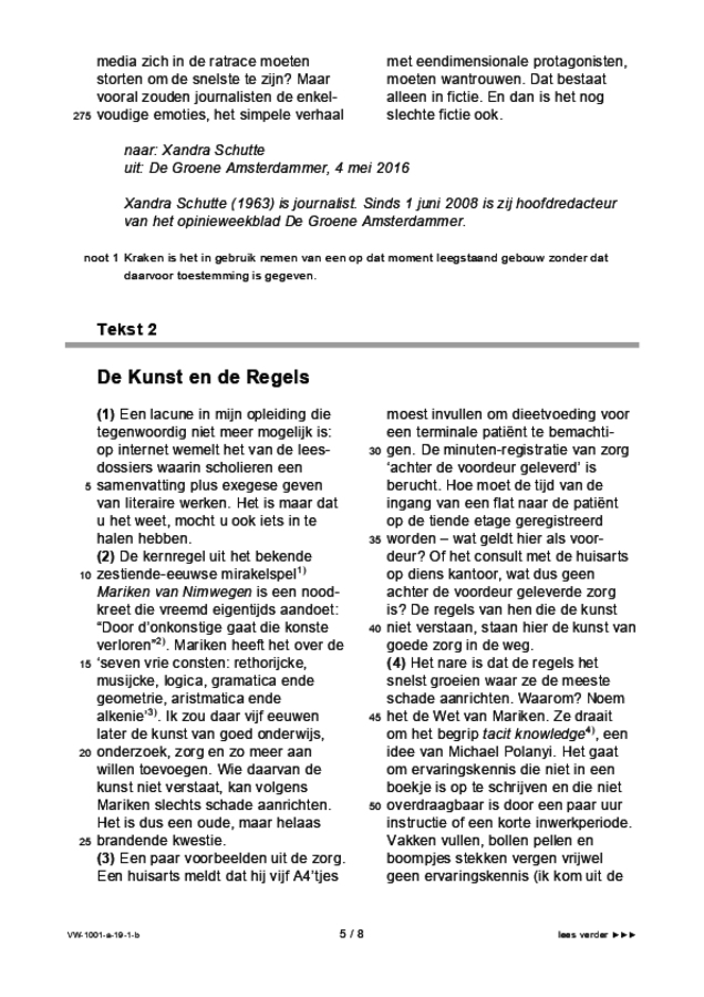 Bijlage examen VWO Nederlands 2019, tijdvak 1. Pagina 5