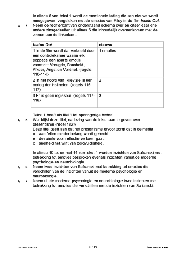 Opgaven examen VWO Nederlands 2019, tijdvak 1. Pagina 3