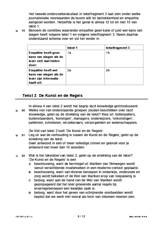 Opgaven examen VWO Nederlands 2019, tijdvak 1. Pagina 8