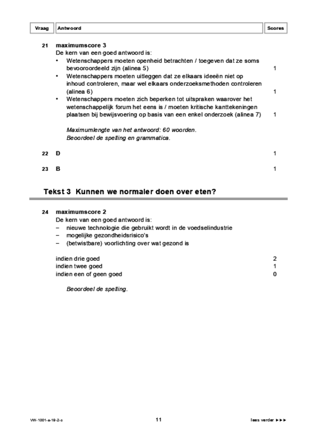 Correctievoorschrift examen VWO Nederlands 2019, tijdvak 2. Pagina 11